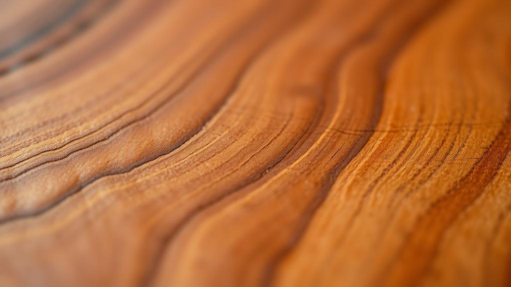 Close-up of oiled teak wood grain